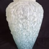 Art Deco vase in pressed molded glass paste, speckled blue color, h - 29