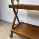 Vintage Cherry Wood Rolling Trolley from the 1970s