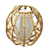 Vintage rattan and opaline pendant light