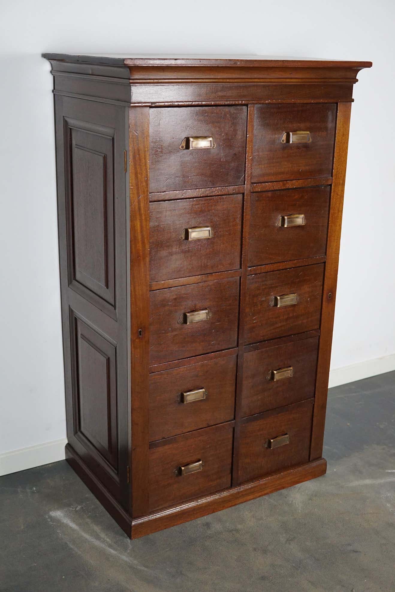 Classification cabinet mahogany drawers Netherlands 1930s