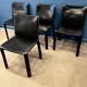4 black leather chairs 412 cab by Mario Bellini signed Cassina