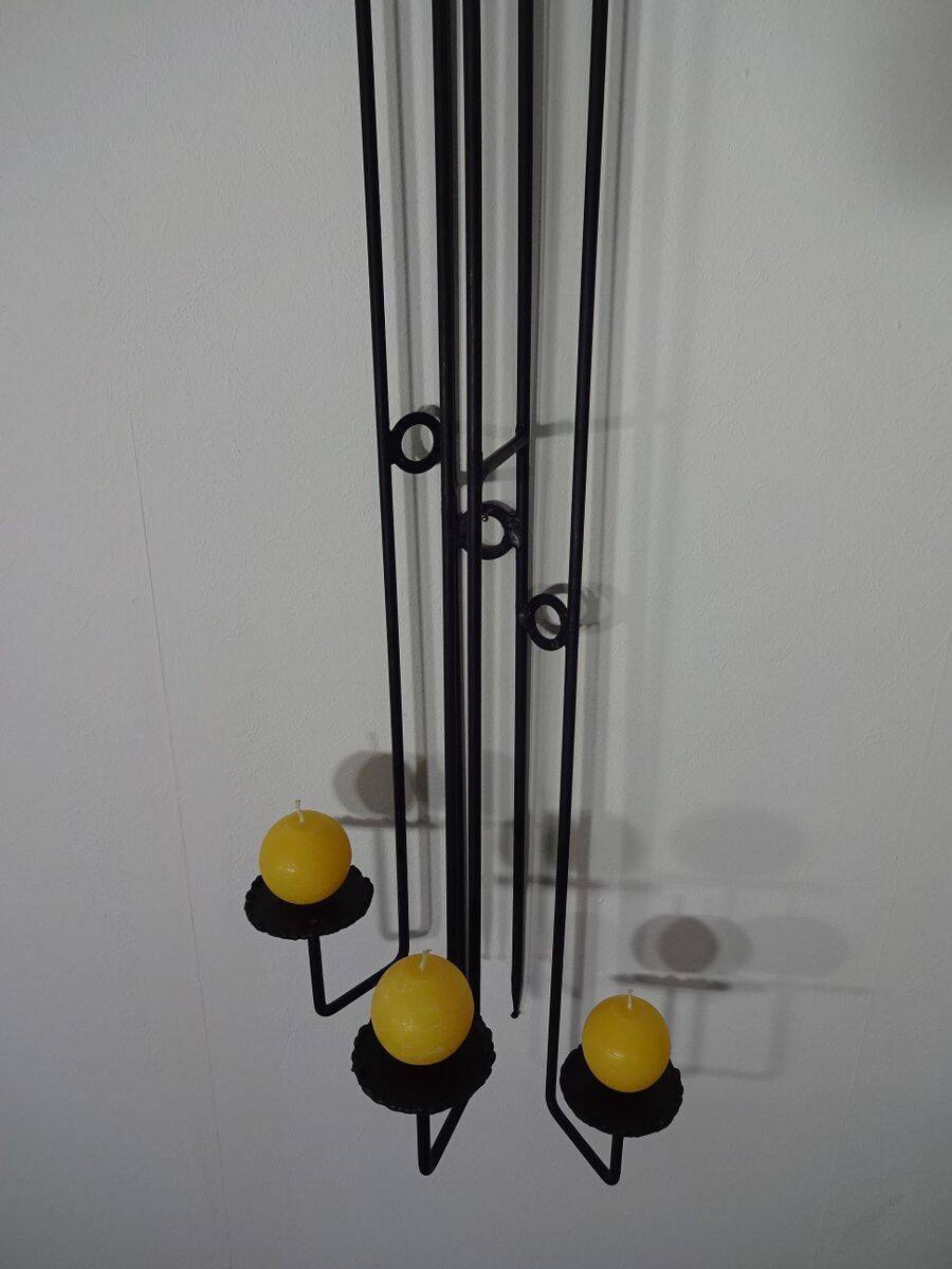 Brutalist German Iron Wall Candleholder, 1960s