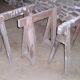 Rustic tray table with 3 trestles and 2 benches, 4 meters long