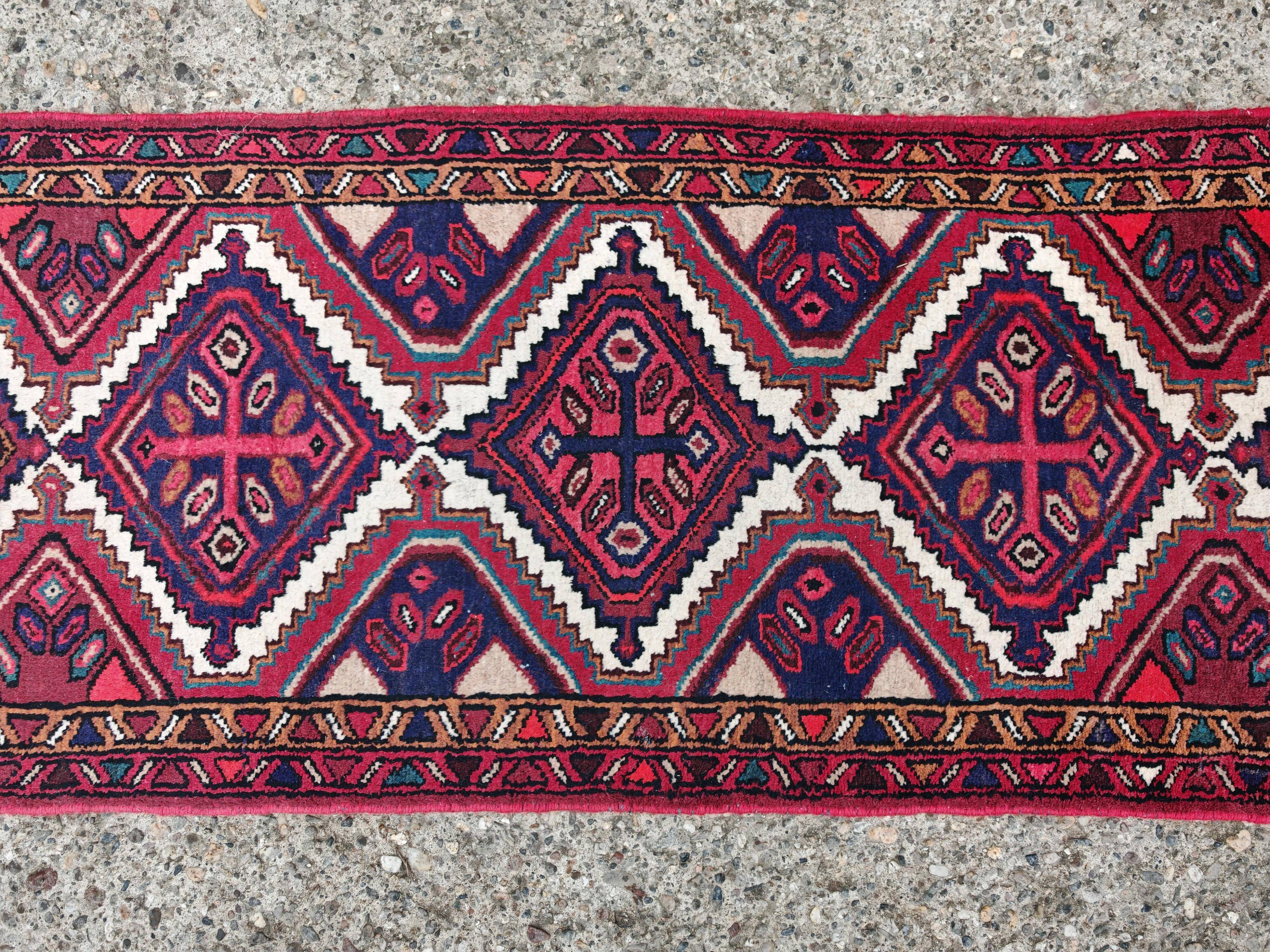 Vintage hand-knotted Hamadan runner rug from the 1960s.