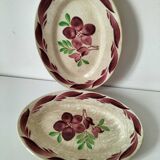 Pair of Gien dishes model Barbizon, hand-painted floral decoration, 1930s-40s.