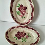 Pair of Gien dishes model Barbizon, hand-painted floral decoration, 1930s-40s.