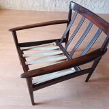 Pair of Danish Grete Jalk armchairs model Poul Jeppesen 56 in rosewood Denmark.