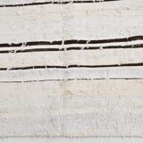 7x9 Brown Cream Striped Handmade Vintage Kilim Rug, 204x279Cm