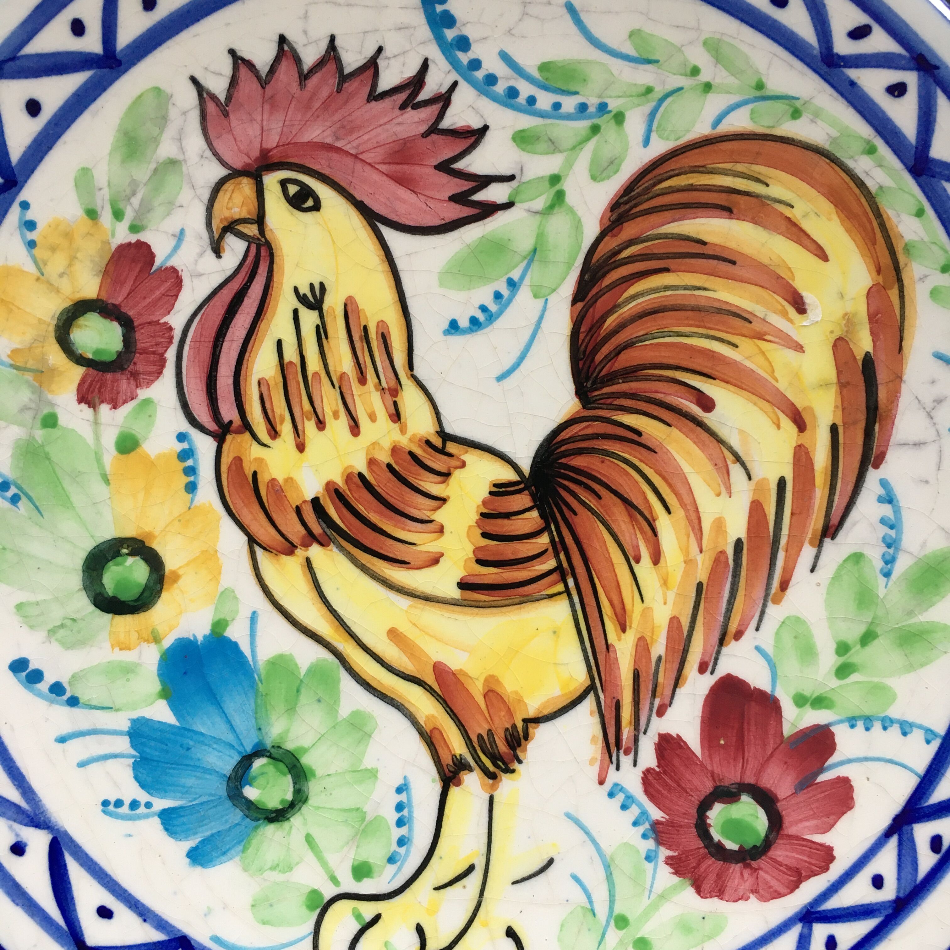 Plat décor coq