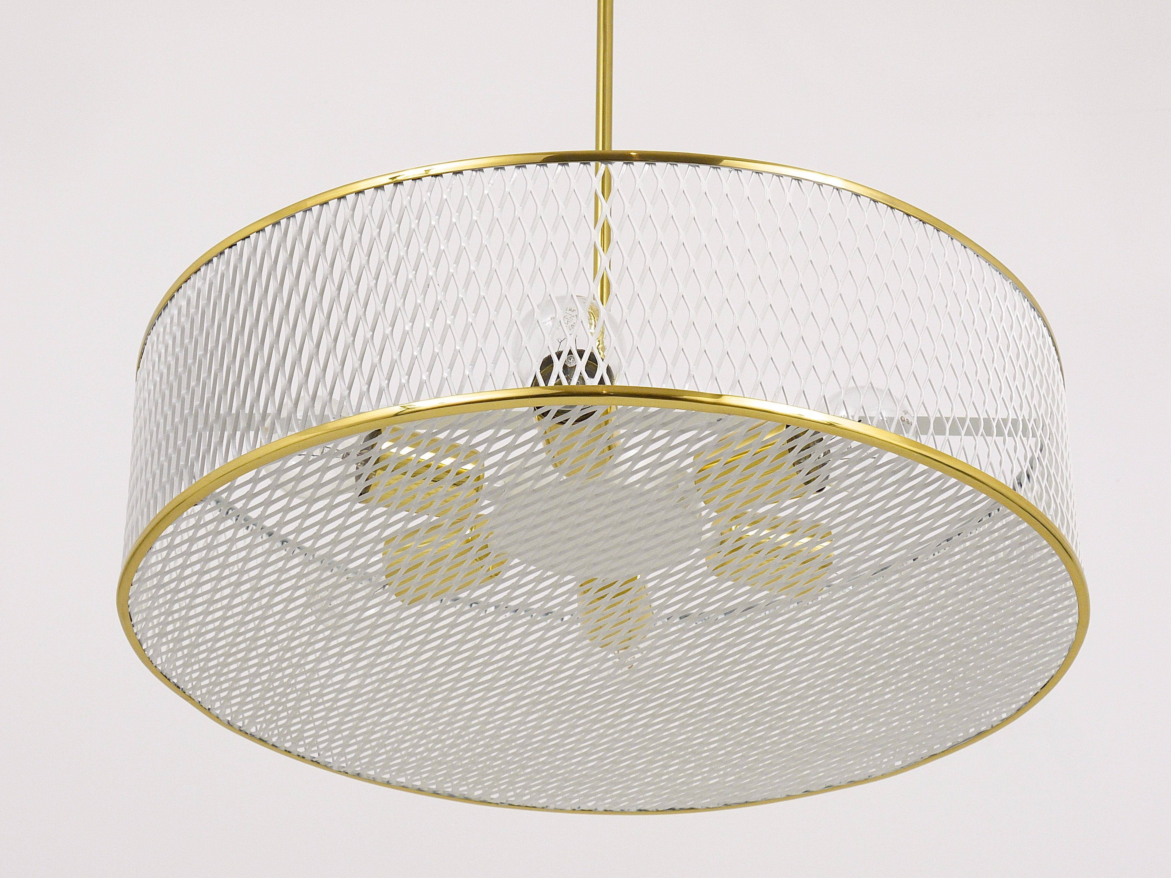 Brass Pendant Light in the Style of Mathieu Matégot Mid-Century, France, 1950s