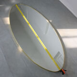 Vintage oval golden frame mirror, 70s