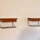Pair of Scandinavian wall bedside tables in teak 1960