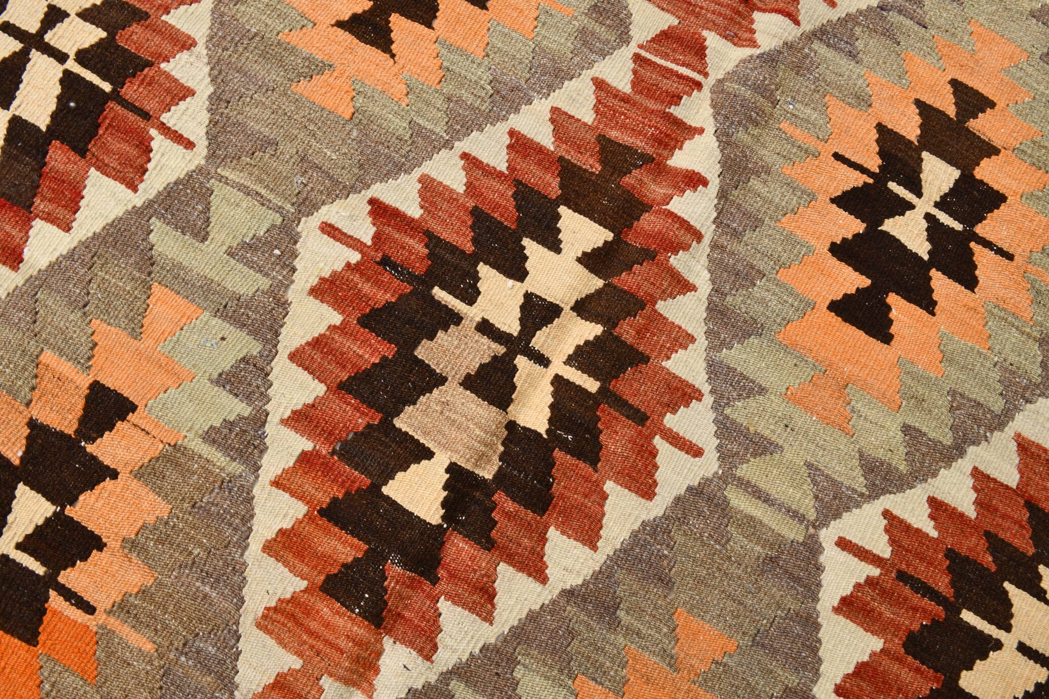 6x11 Geometric Pattern Turkish Vintage Kilim Rug, 172x346Cm