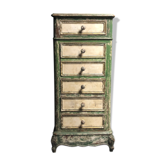 Old wooden dresser, aged green patina
