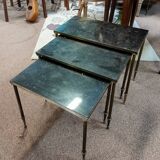 Marble and brass nesting table