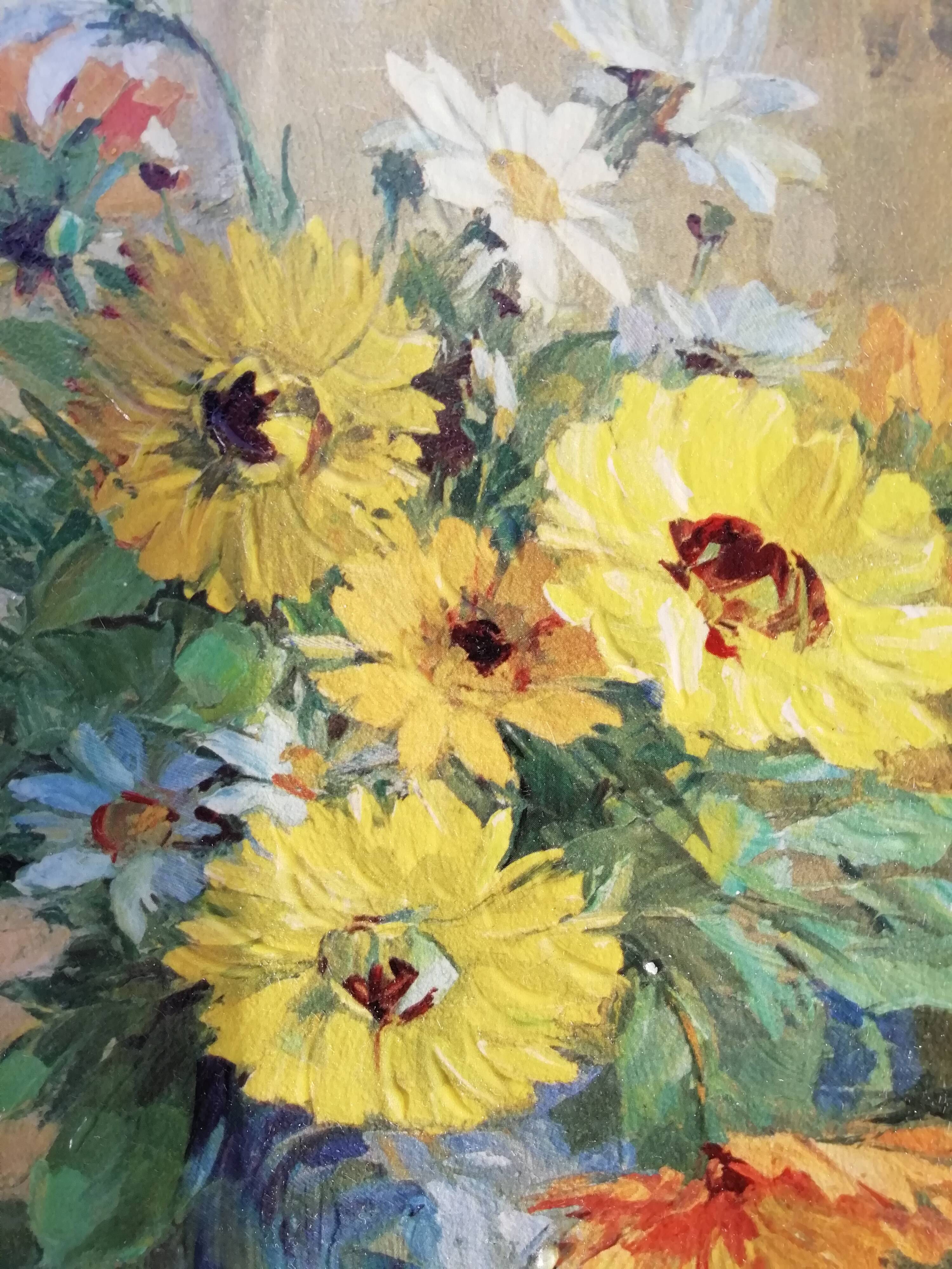 Oil on canvas yellow daisies