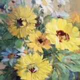 Oil on canvas yellow daisies