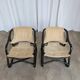 2 Vintage Espri Safari Lounge Armchairs / Rare Mid-century Black Bamboo and Beige Fabric Easy C