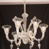 Extraordinary Art Decò Barovier e Toso Chandelier, Murano “Bubble” Glass, 1940s