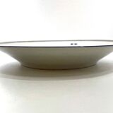 Round dish white monogrammed with blue border 34cm