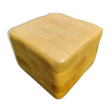 Pouf, cubic synthetic leather stool