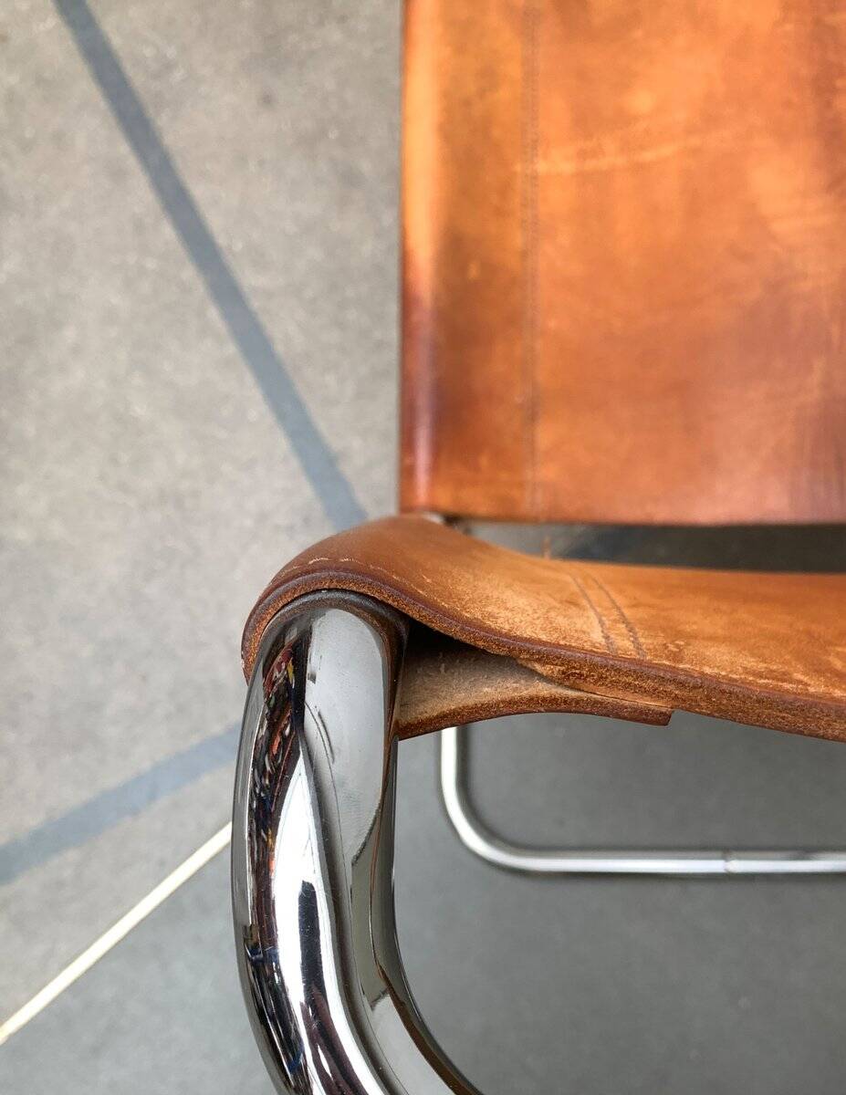 German vintage leather cantilever chairs S33 by Mart Stam for Thonet, set of 8