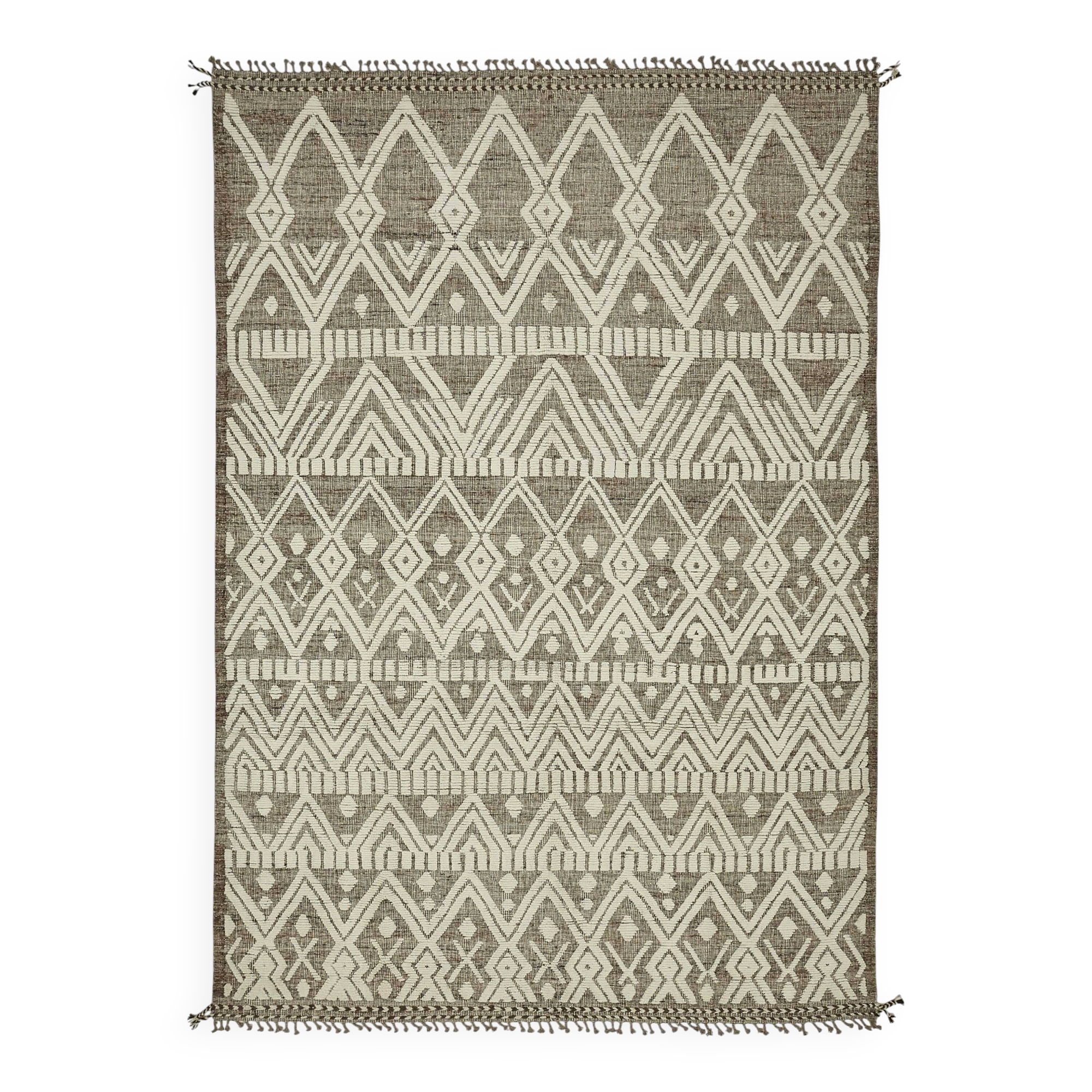 Handmade Turkish One of a Kind 297 cm x 430 cm Beige Wool Carpet