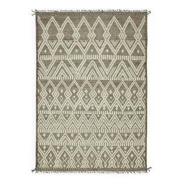 Tapis en laine beige fait main, unique en son genre, 297 cm x 430 cm.