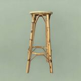 Vintage bamboo and rattan bar stool