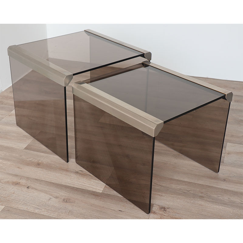 Set of 2 glass trundle tables by Gallotti and Radice 1970