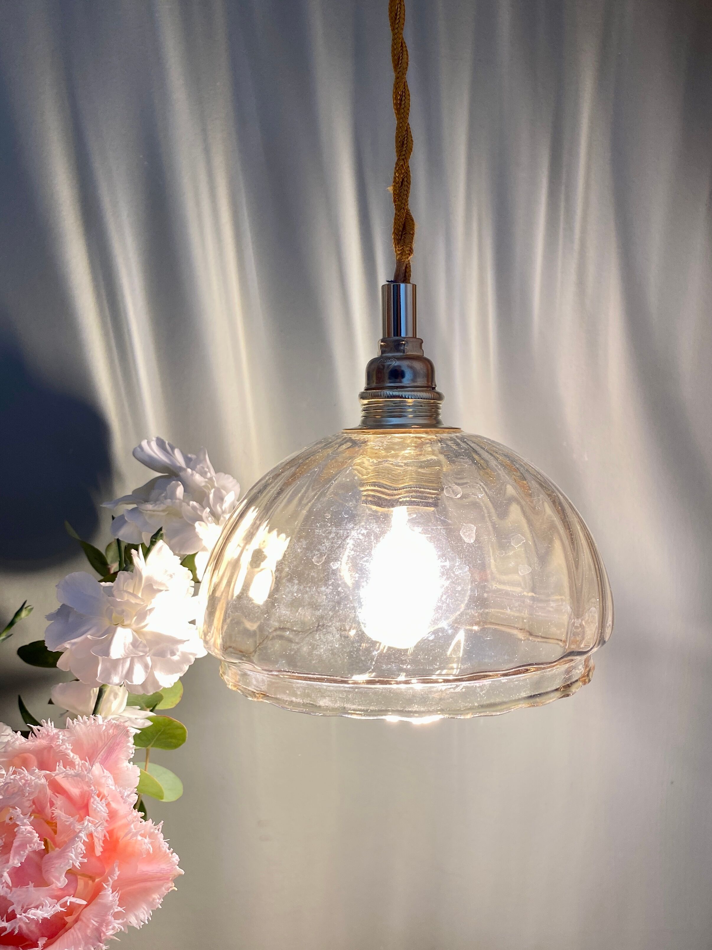 Vintage amber glass globe walker