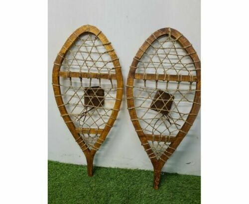 Pair of wooden snowshoes