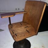 Fauteuil tablette écritoire bois et fonte