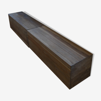 2-in-1 solid oak bench