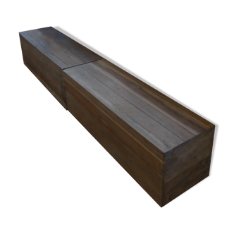 2-in-1 solid oak bench