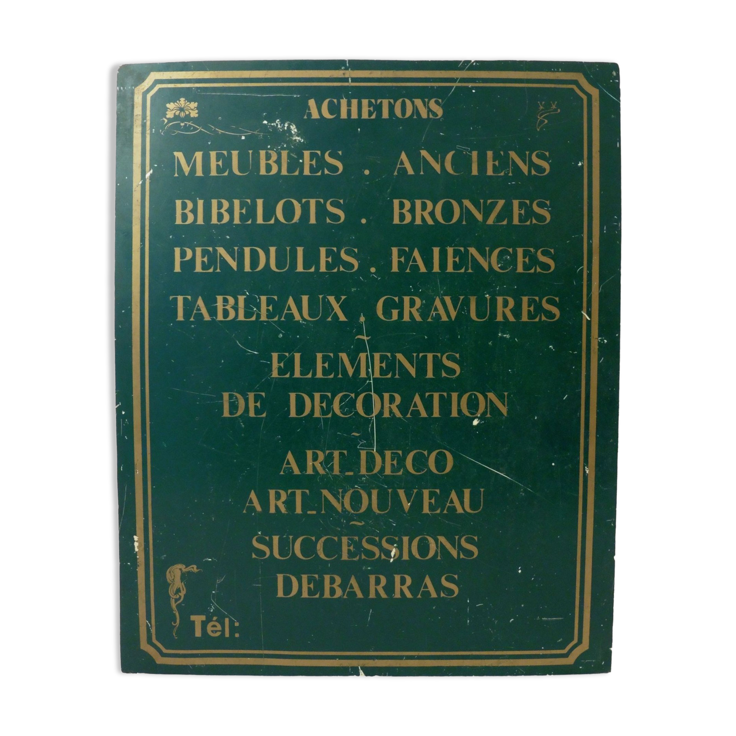 Advertising plate in ice cream for Antique dealer or second-hand dealer