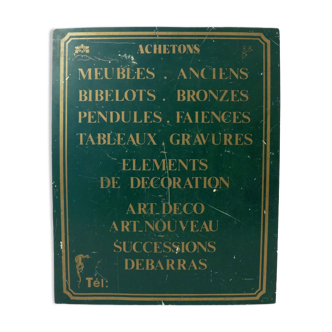 Advertising plate in ice cream for Antique dealer or second-hand dealer