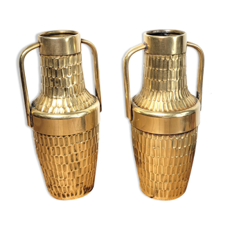 Pair of brass amphorae