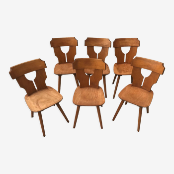 Set de 6 chaises brutalistes vintage 1960-1980