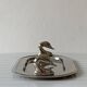 Metal dish with goose head handles serving tray