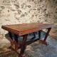 French vintage table in solid oak, Arts & Crafts style, 1930s–1940s.