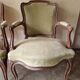 Pair of Louis XV style cabriolet armchairs in molded wood - 19th century