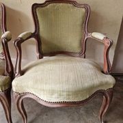 Pair of Louis XV style cabriolet armchairs in molded wood - 19th century