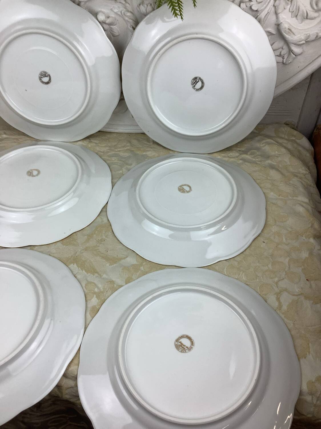 6 flat plates porcelain Limoges France