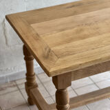 Farm table and its 2 solid oak benches.