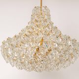 Chandelier, brass and crystal glass by Kinkeldey, Germany, 1970s.