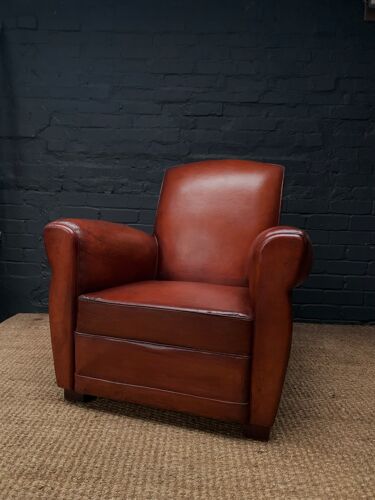 1950's French, leather club chair, Havana lounge model