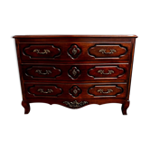 Curved Lyonnaise commode from the Louis XV period in solid walnut, late 1750s.