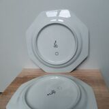 Set of 2 vintage octagonal plates, stylish Limoges porcelain, France