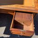 Double-sided flat desk in Louis XVI style made of mahogany and leather.